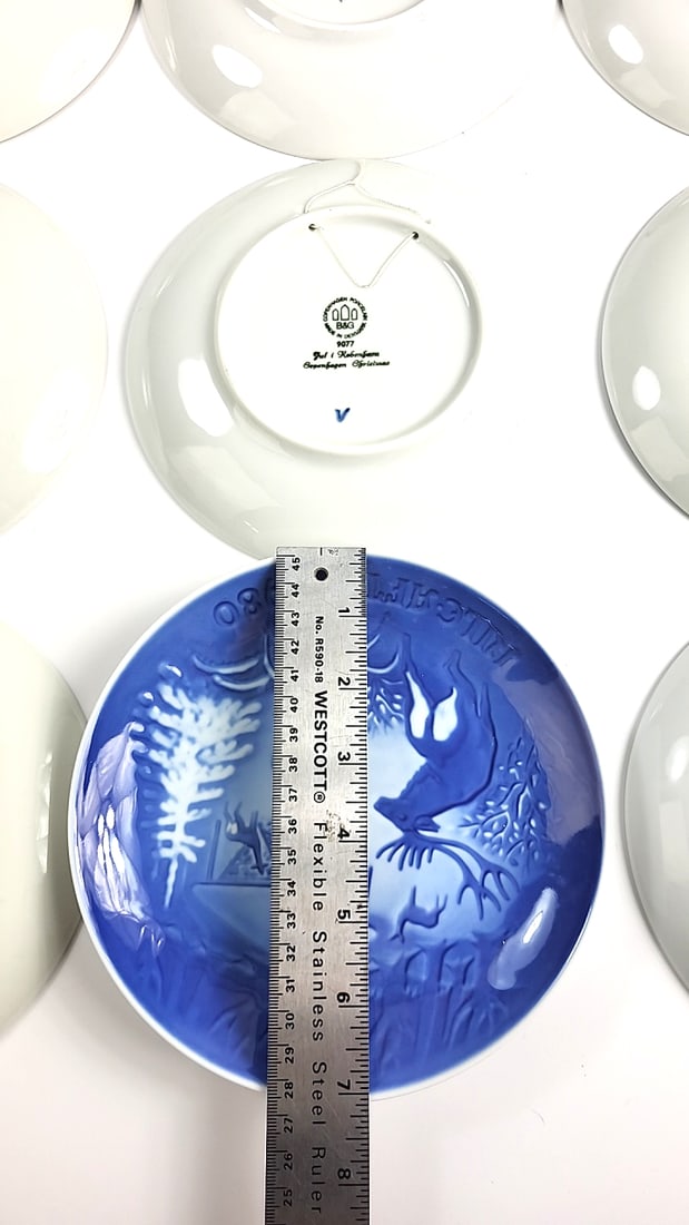 Lot of 12 Copenhagen Porcelain Christmas Plates 1970 - 1980, 1984 Blue & White Christmas Collector - 20