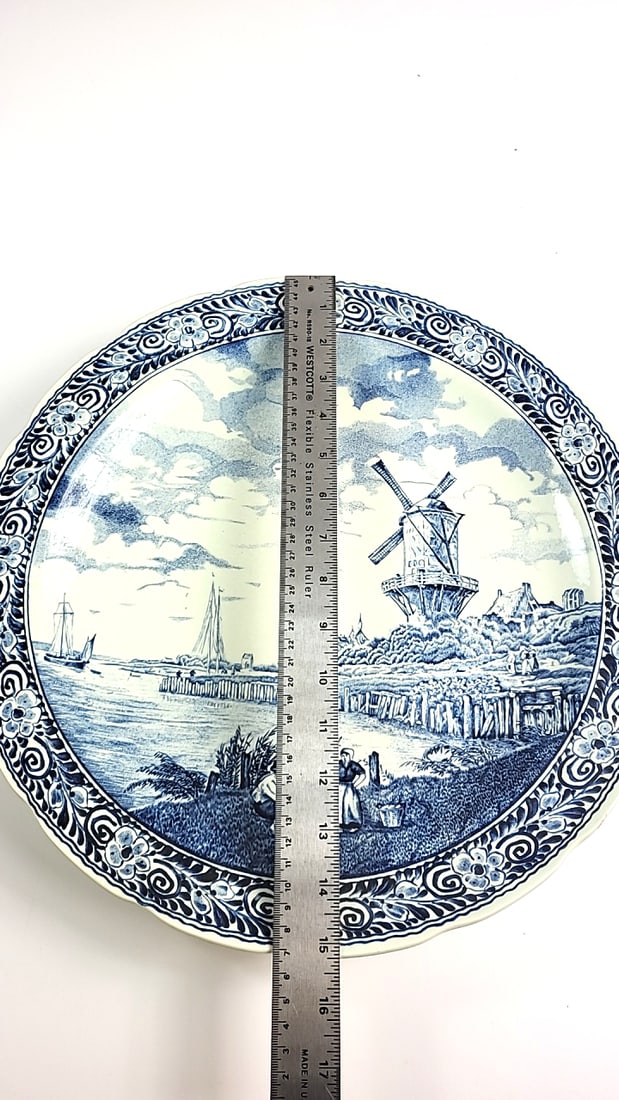 Royal Sphinx Maastricht Holland Delfts Porcelain Plate Blue Windmill Scene Decorative Dutch Style... - 5