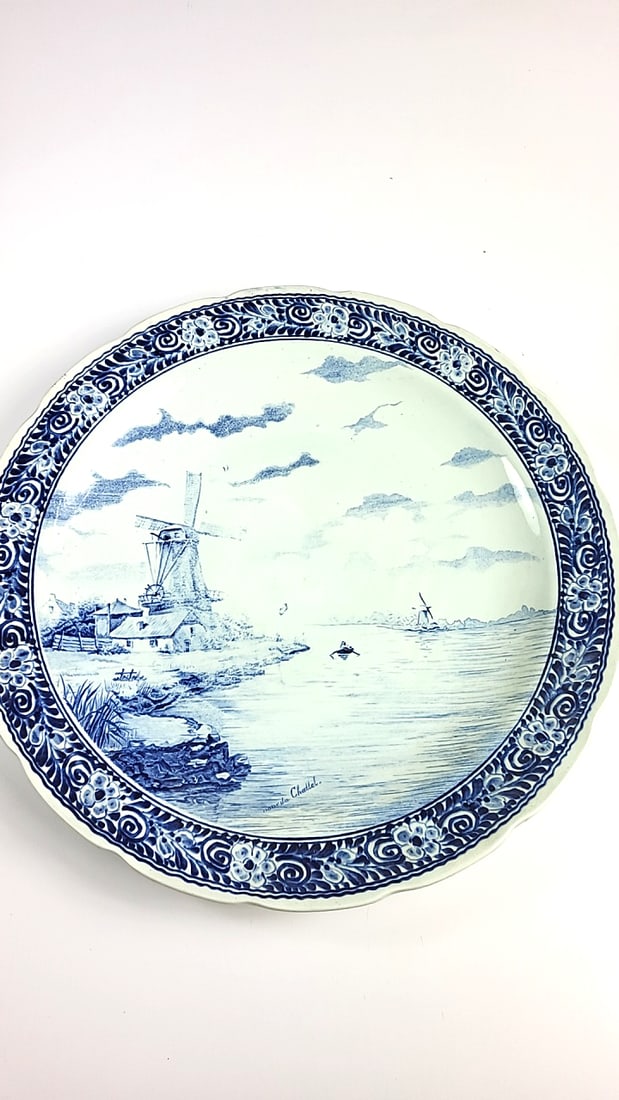 Royal Sphinx Maastricht Holland Delfts Porcelain Plate Blue Windmill Scene Decorative Dutch Style... - 2