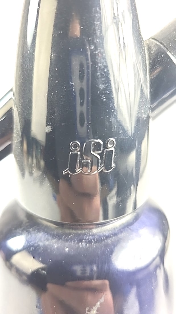 Vintage ISI Vienna Austria Metal Soda Syphon Seltzer Bottle Blueish-Black Retro Bar Accessory - 3