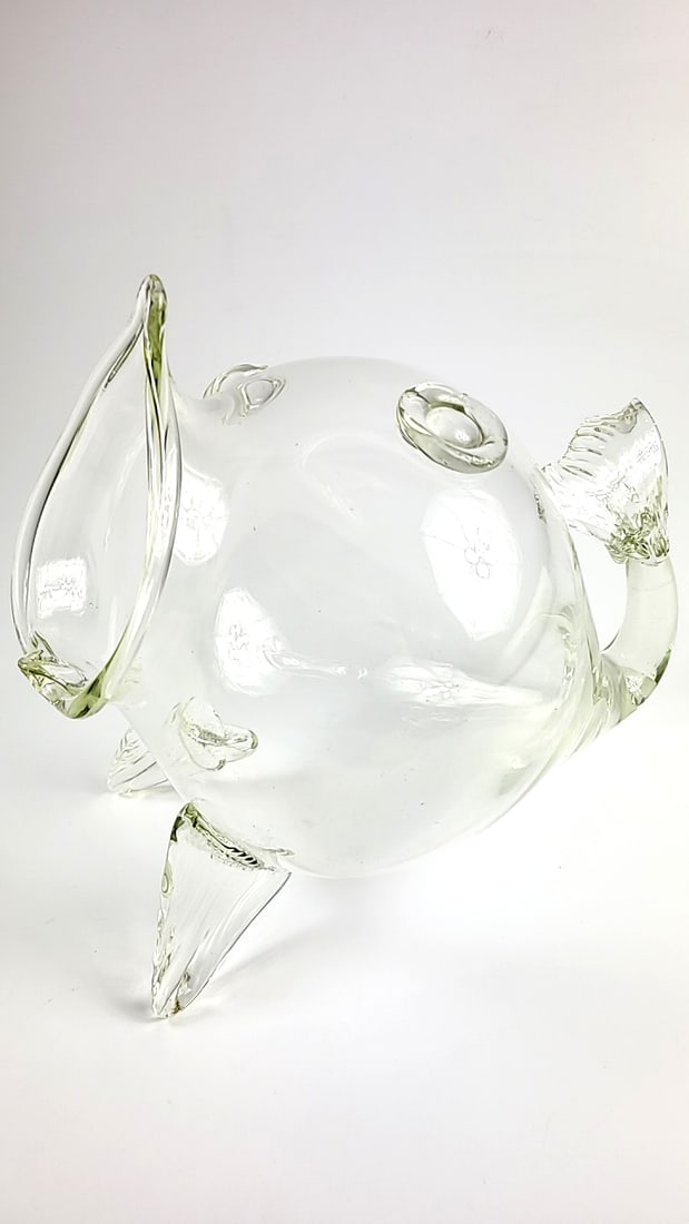 Vintage Large Clear Glass Fish-Shaped Aquarium Bowl ETC with Decorative Fins and Tail (1 of 9)