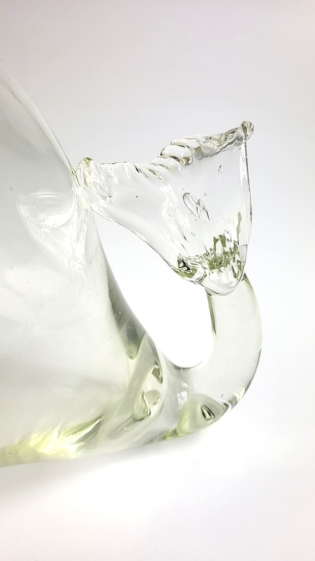 Vintage Large Clear Glass Fish-Shaped Aquarium Bowl ETC with Decorative Fins and Tail - 6