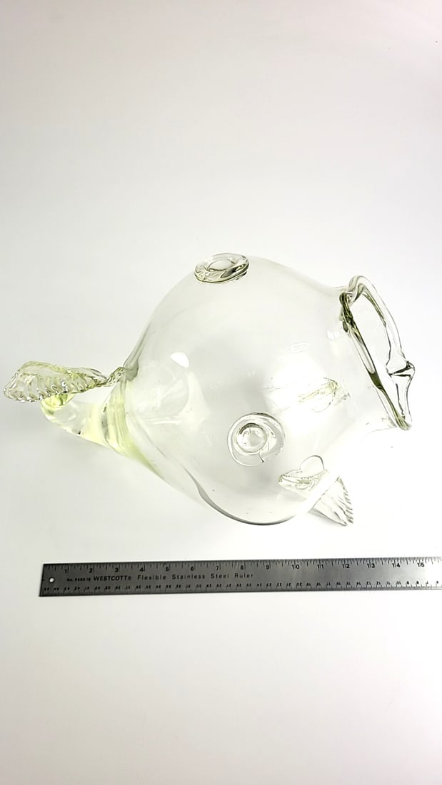Vintage Large Clear Glass Fish-Shaped Aquarium Bowl ETC with Decorative Fins and Tail - 9