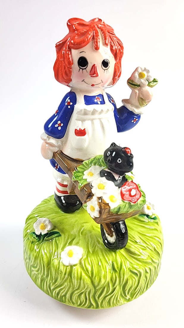 Vintage Schmid Music Box Dancer No. 306 Hand Painted Japan Ceramic Figurine Blue Dress with Wheel... (1 of 7)