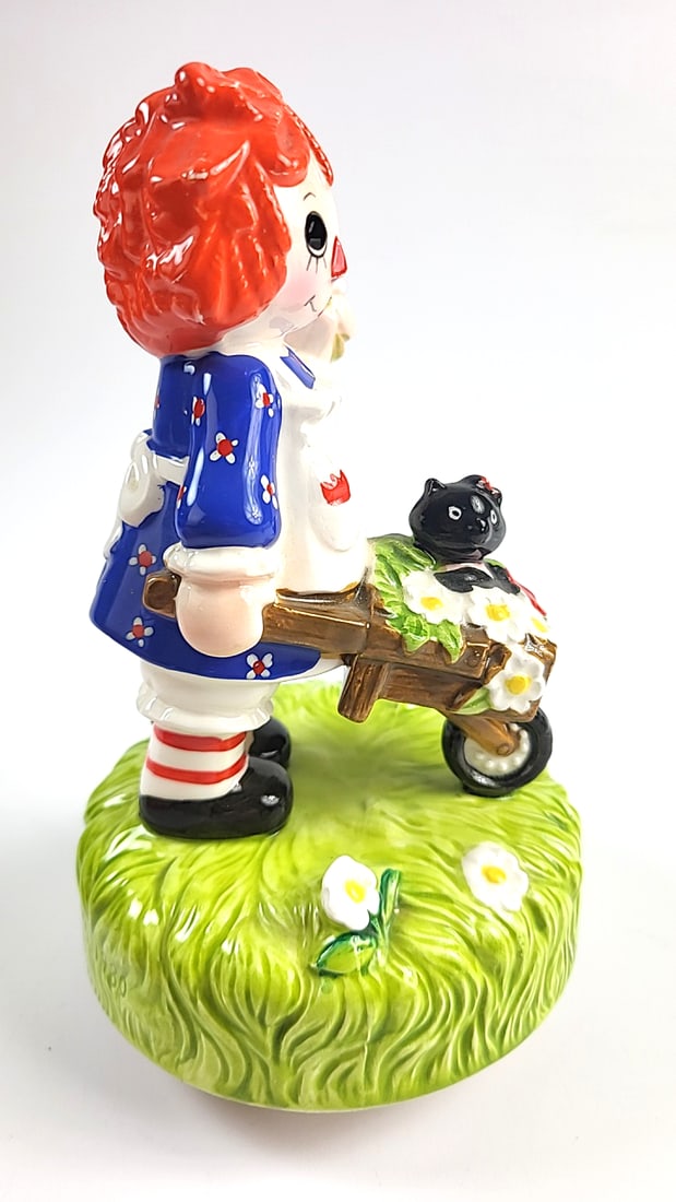 Vintage Schmid Music Box Dancer No. 306 Hand Painted Japan Ceramic Figurine Blue Dress with Wheel... - 2