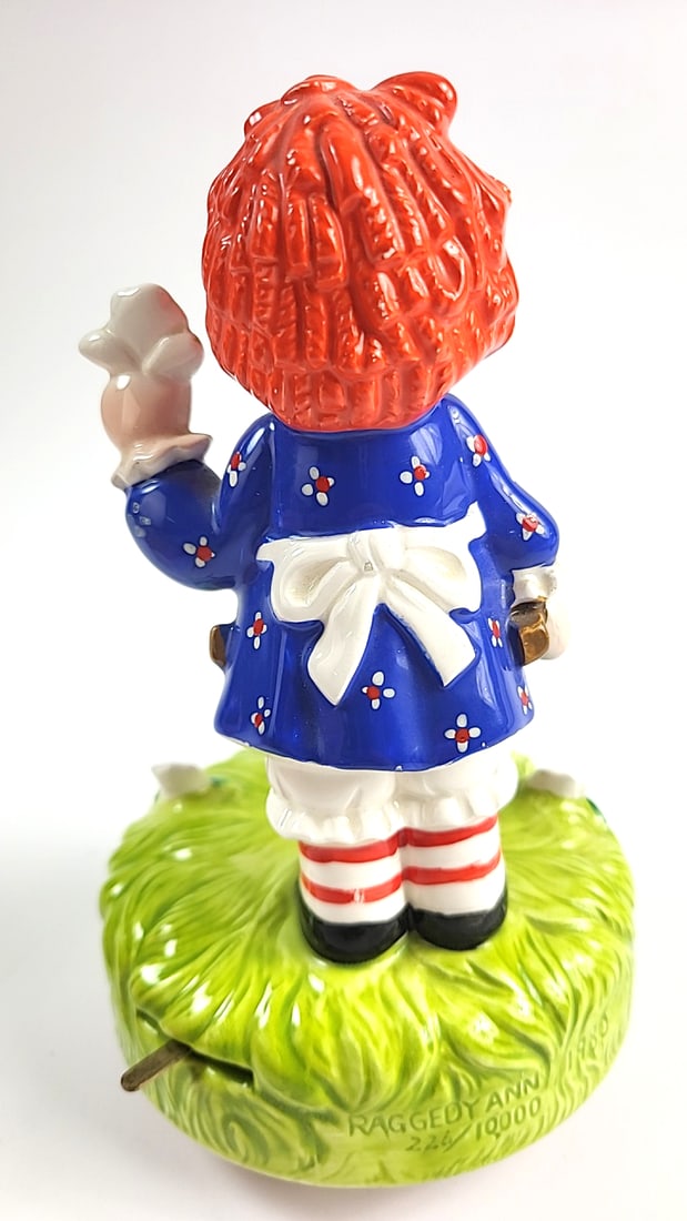 Vintage Schmid Music Box Dancer No. 306 Hand Painted Japan Ceramic Figurine Blue Dress with Wheel... - 3