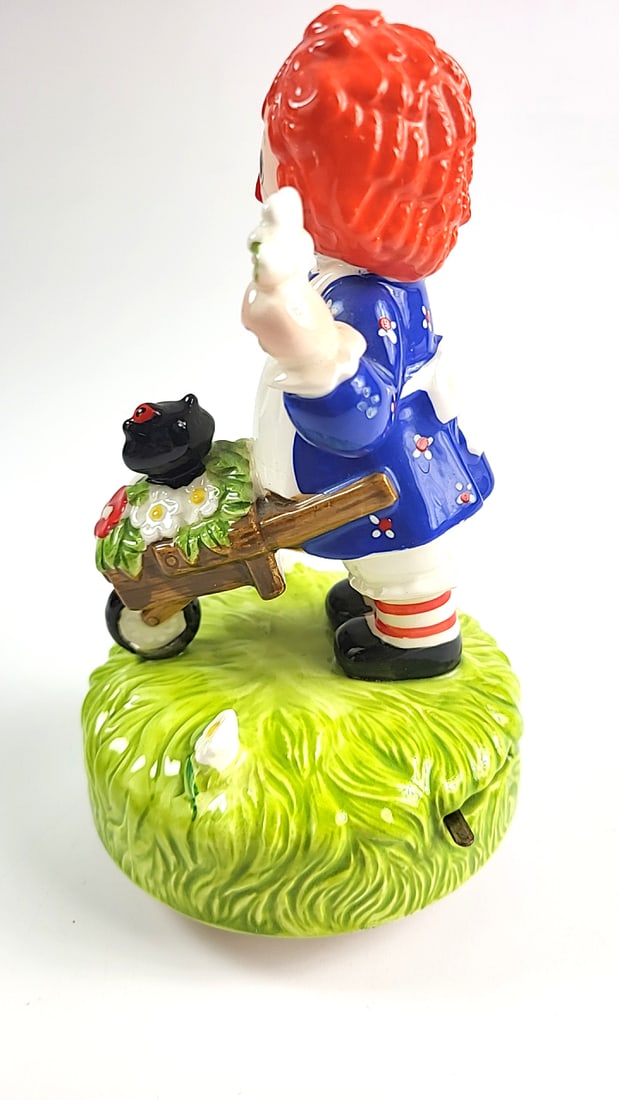 Vintage Schmid Music Box Dancer No. 306 Hand Painted Japan Ceramic Figurine Blue Dress with Wheel... - 4