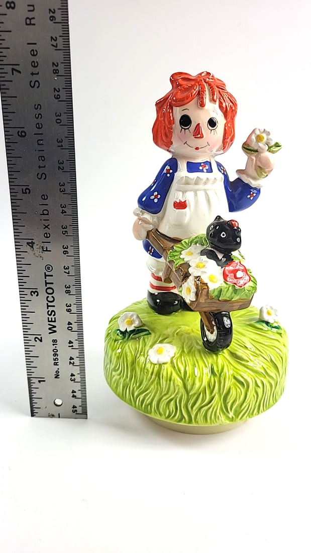 Vintage Schmid Music Box Dancer No. 306 Hand Painted Japan Ceramic Figurine Blue Dress with Wheel... - 7