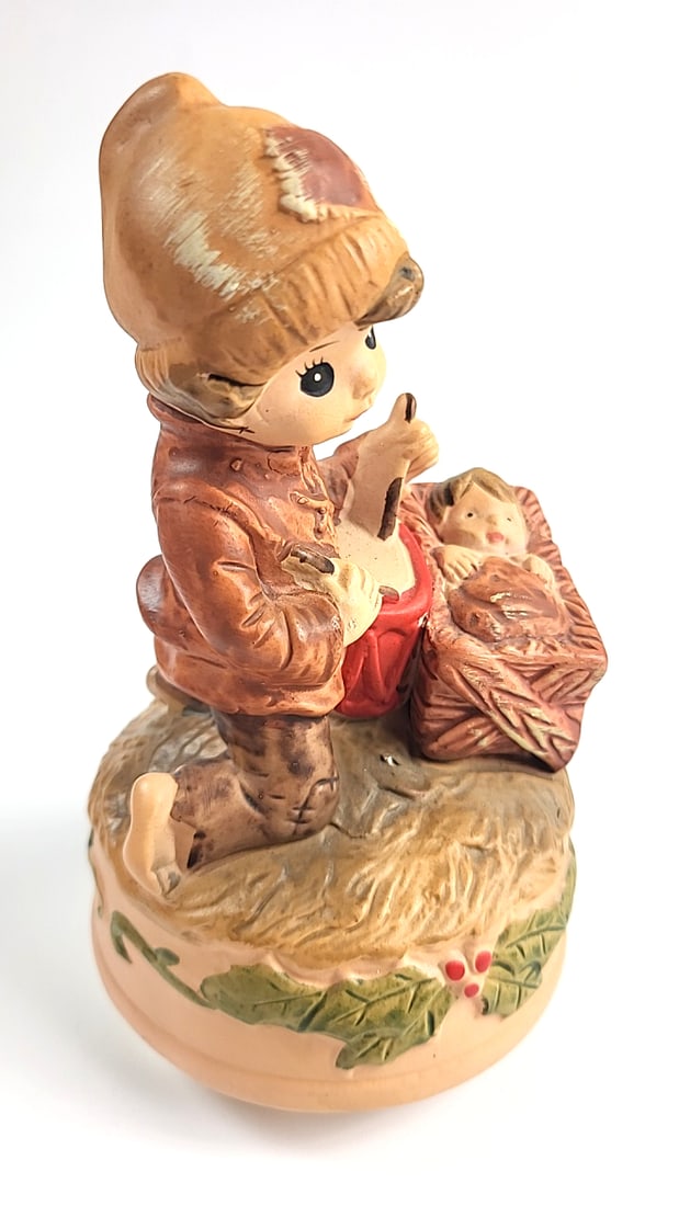 Vintage Schmid Music Box Dancer Boy & Child Hand Painted Japan Ceramic Figurine - 2