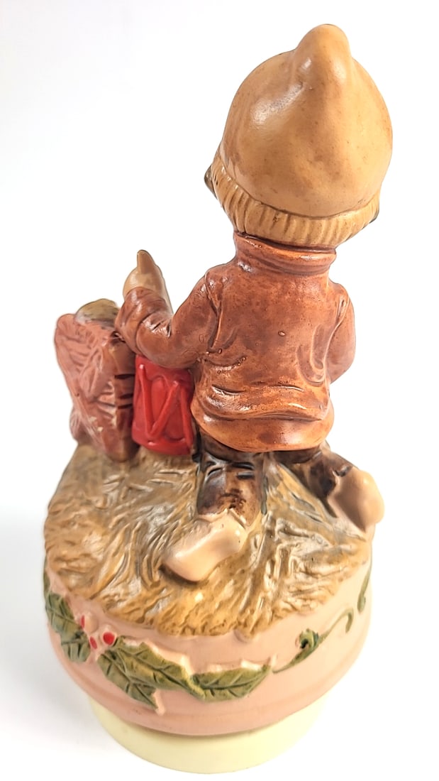 Vintage Schmid Music Box Dancer Boy & Child Hand Painted Japan Ceramic Figurine - 3