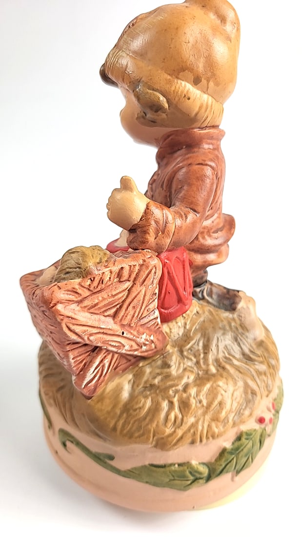 Vintage Schmid Music Box Dancer Boy & Child Hand Painted Japan Ceramic Figurine - 4