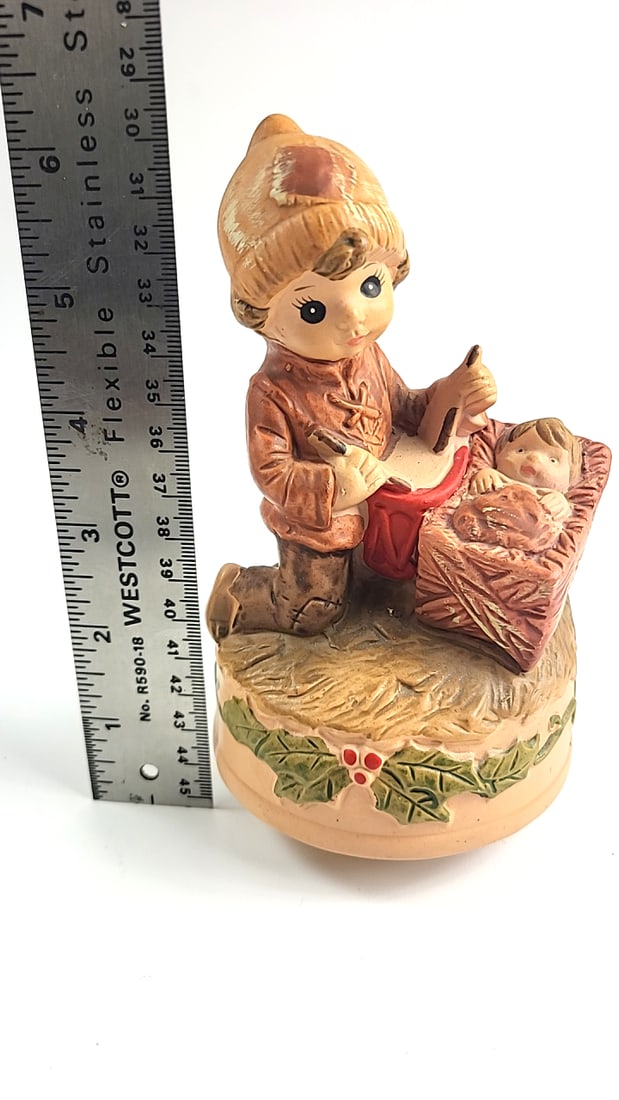 Vintage Schmid Music Box Dancer Boy & Child Hand Painted Japan Ceramic Figurine - 5