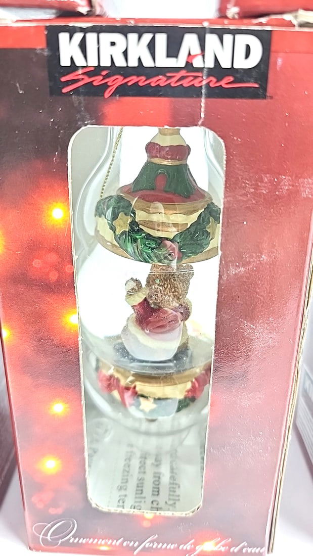 Vintage Kirkland Signature Vellux Glass Waterglobe Ornaments Set of 8 All Unique Brand New Holida... - 8