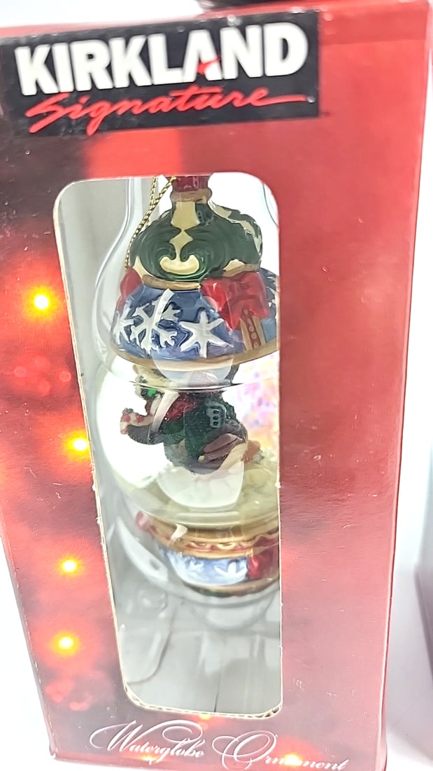 Vintage Kirkland Signature Vellux Glass Waterglobe Ornaments Set of 8 All Unique Brand New Holida... - 9