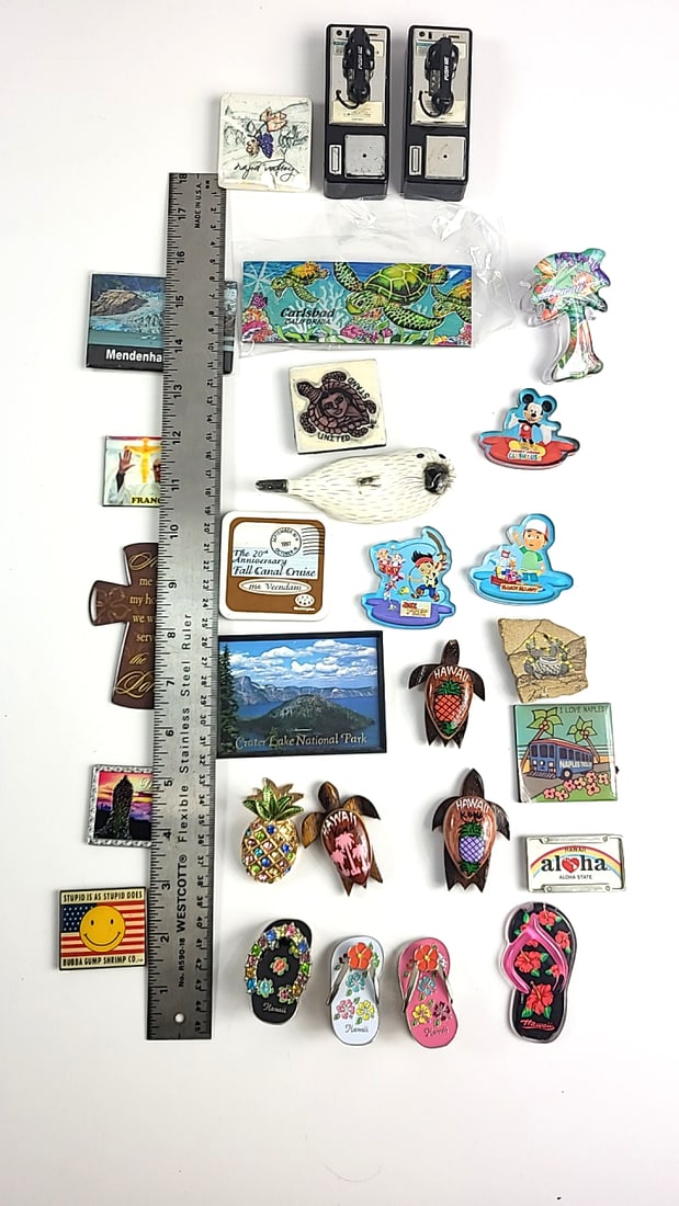 Vintage Souvenir Magnet Collection Hawaii Carlsbad National Park Pope Traveling Etc Theme Decor - 14