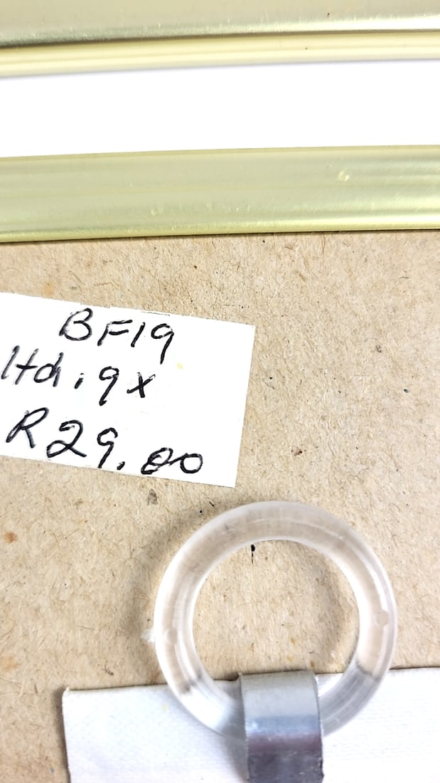 Vintage Sam Dube African Artist 7" x 5.5" Framed Art Pair - Butterfly Wing Collage Figures - 9