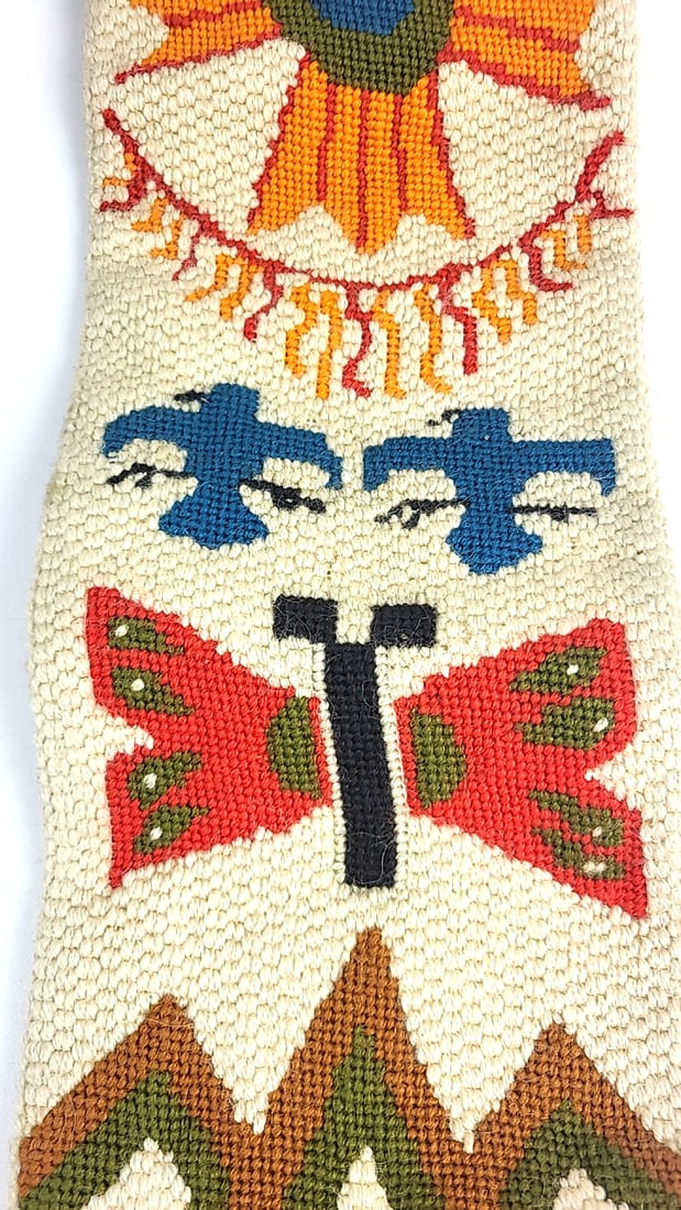 Wall Hanging Textile Art Southwestern Motif Sun Animal Design 40" Long Embellished Decor - 3