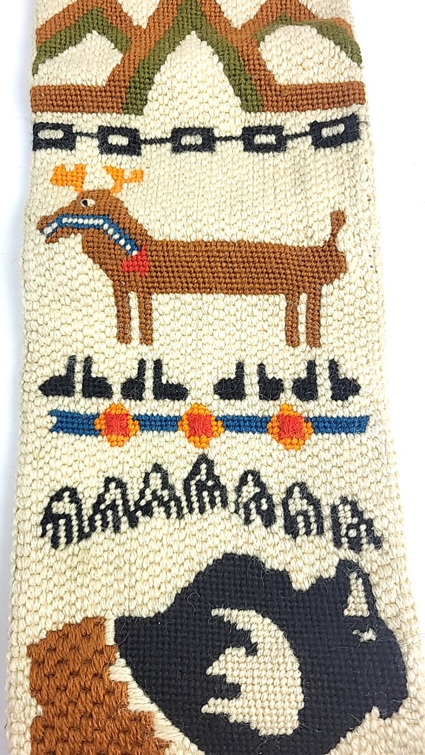 Wall Hanging Textile Art Southwestern Motif Sun Animal Design 40" Long Embellished Decor - 5