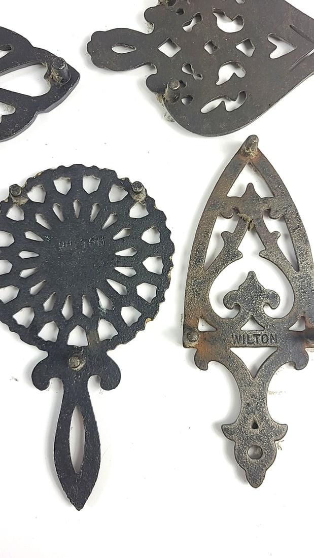 Vintage Wilton Cast Iron Trivets Set Victorian Style Ornate Decorative Collectible Kitchen Decor - 5