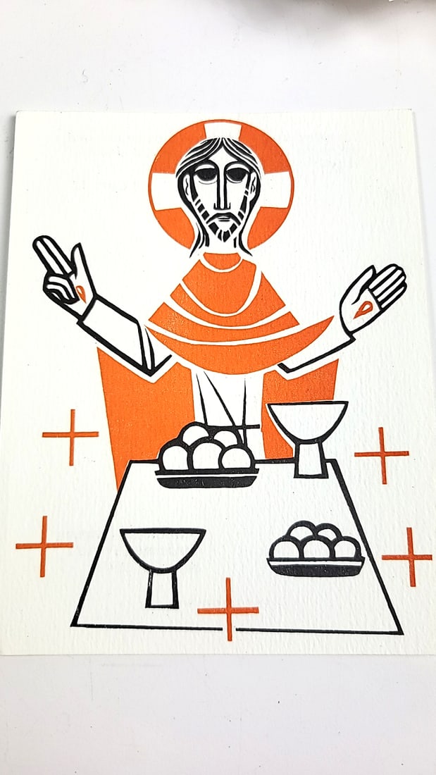 Lot of 100 or so Religious Icon Art Print Card Flyers - Last Supper Style, Orange & Black, Modern...: This is a general auction of estate goods. All items as as pictured. Local pick up will be on 3/14 at our warehouse in Sodo (3429 Airport Way S) from 10am-1pm. Items not picked up will be subjec