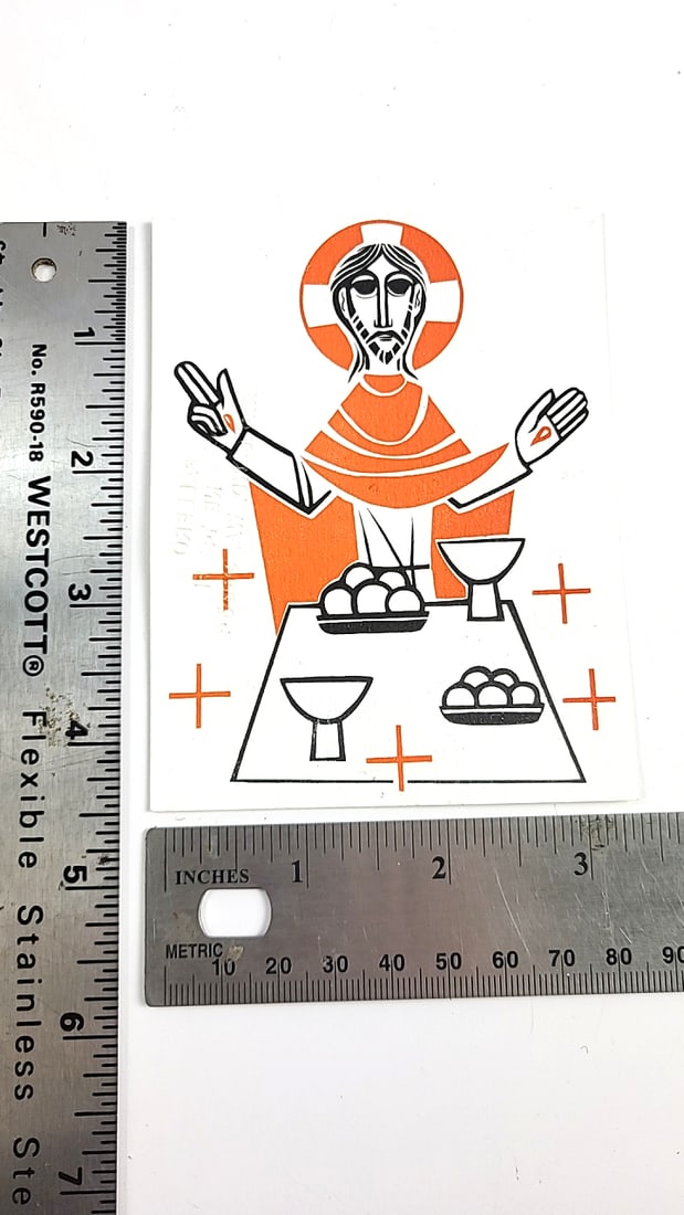 Lot of 100 or so Religious Icon Art Print Card Flyers - Last Supper Style, Orange & Black, Modern... - 7