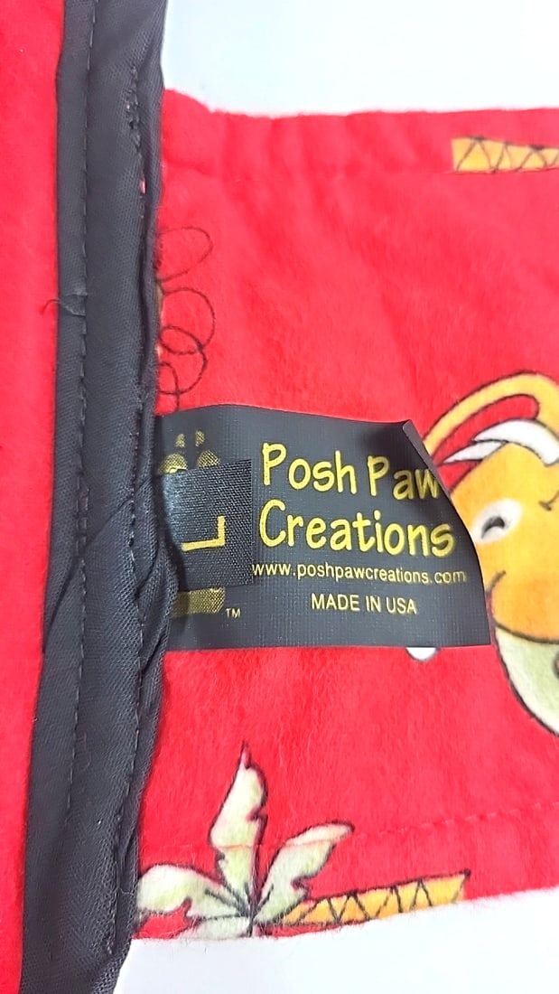 Posh Paw Creations Dog Whippet Hound Red Large City Slicker Coat WIth Interior Elephant & Palm Pa... - 4