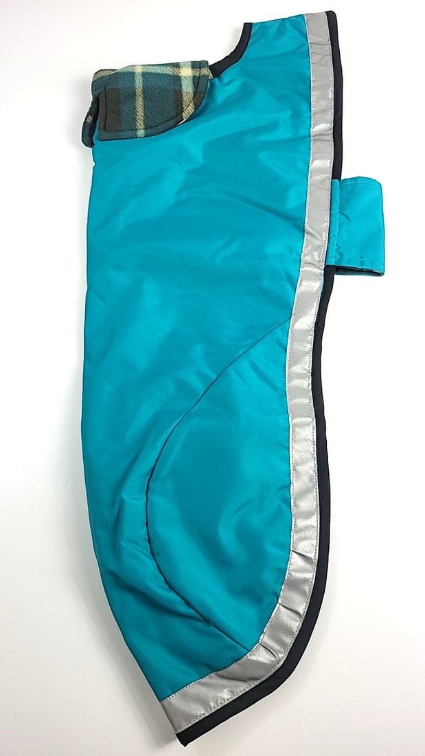 Whippet Hound Large Blue City Slicker Coat With Flannel Inner, Velcro Closure, Polo Neck and Patt... (1 of 7)