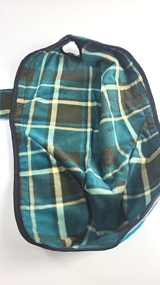 Whippet Hound Large Blue City Slicker Coat With Flannel Inner, Velcro Closure, Polo Neck and Patt... - 2