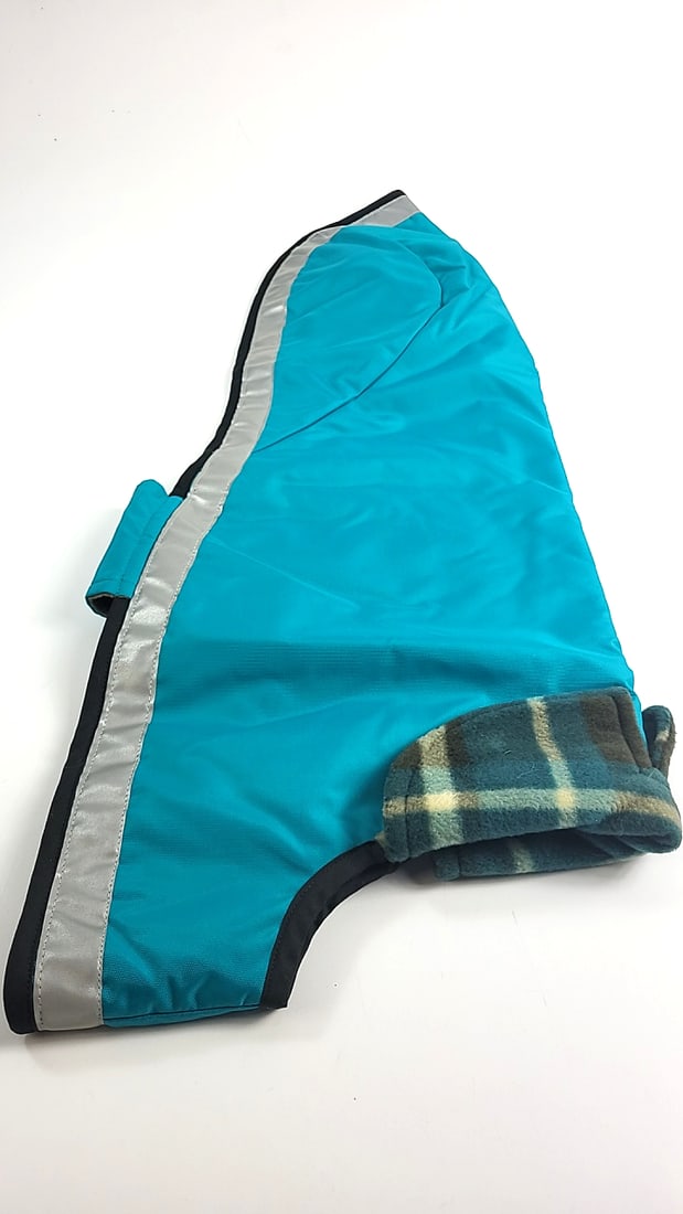 Whippet Hound Large Blue City Slicker Coat With Flannel Inner, Velcro Closure, Polo Neck and Patt... - 5