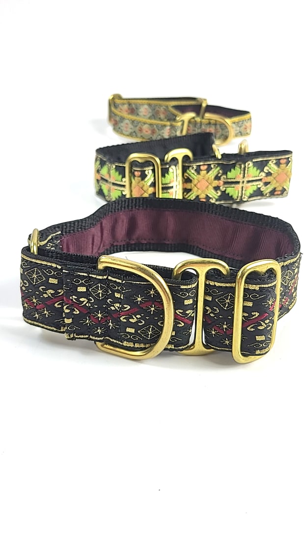 Lot of 4 Medium Greyhound Whippet Adjustable Nylon Dog Collars with Brass Hardware, Stylish & Dur... - 2