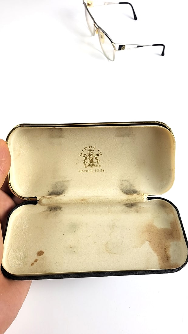 Giorgio Beverly Hills Vintage Eyeglasses with Case Gold Half Rim Almost Rectangular Frames - 11