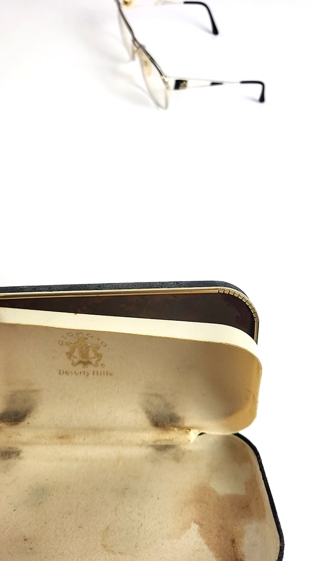 Giorgio Beverly Hills Vintage Eyeglasses with Case Gold Half Rim Almost Rectangular Frames - 12