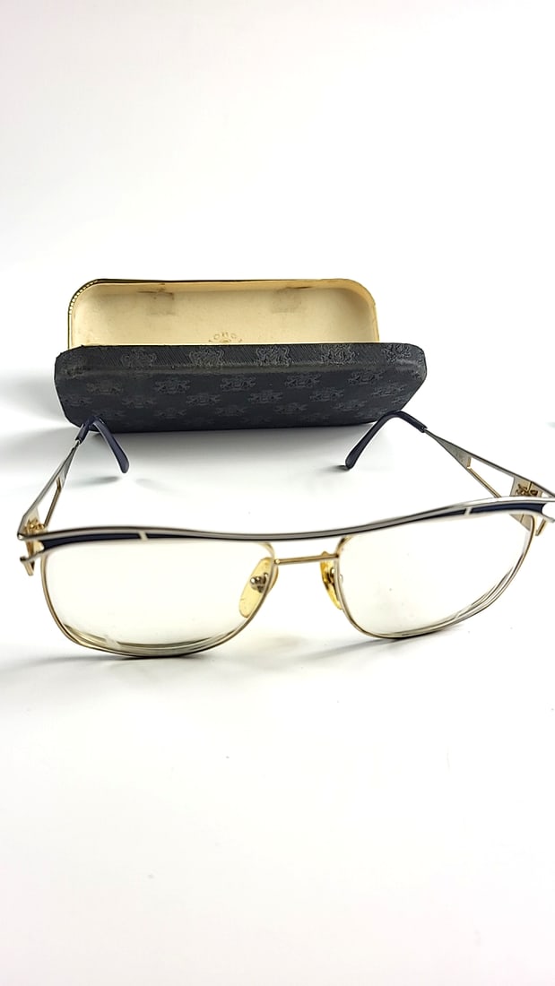 Giorgio Beverly Hills Vintage Eyeglasses with Case Gold Half Rim Almost Rectangular Frames - 2