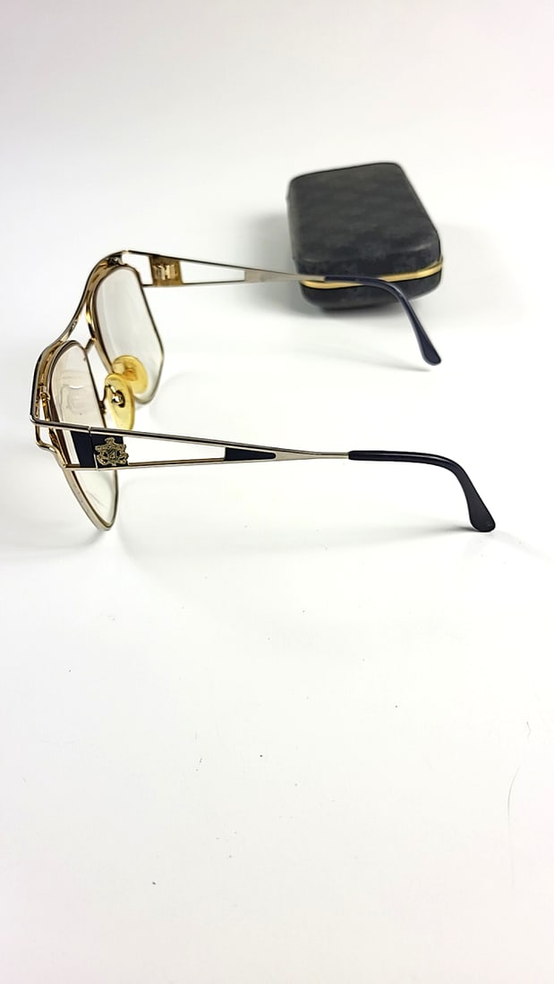 Giorgio Beverly Hills Vintage Eyeglasses with Case Gold Half Rim Almost Rectangular Frames - 4