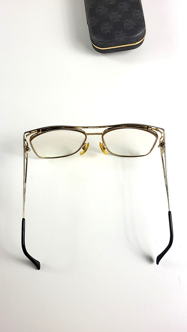 Giorgio Beverly Hills Vintage Eyeglasses with Case Gold Half Rim Almost Rectangular Frames - 9