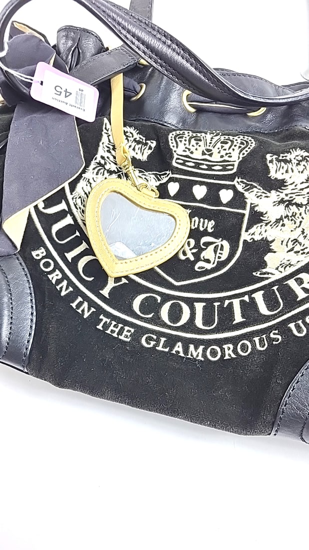 Juicy Couture Black Large Purse with Crest and Bow Design - Glamorous Style - 10