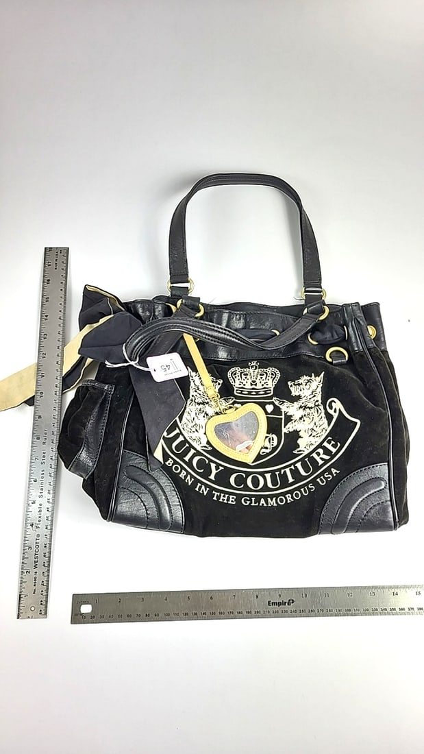 Juicy Couture Black Large Purse with Crest and Bow Design - Glamorous Style - 12