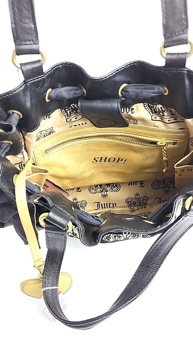 Juicy Couture Black Large Purse with Crest and Bow Design - Glamorous Style - 3