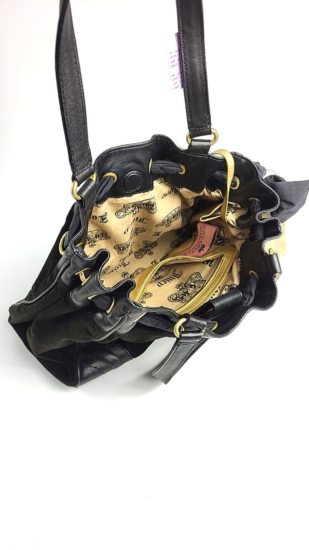 Juicy Couture Black Large Purse with Crest and Bow Design - Glamorous Style - 7