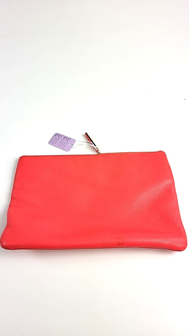Kate Spade New York Clutch Bag Red Leather Wristlet Zippered Handbag - 5