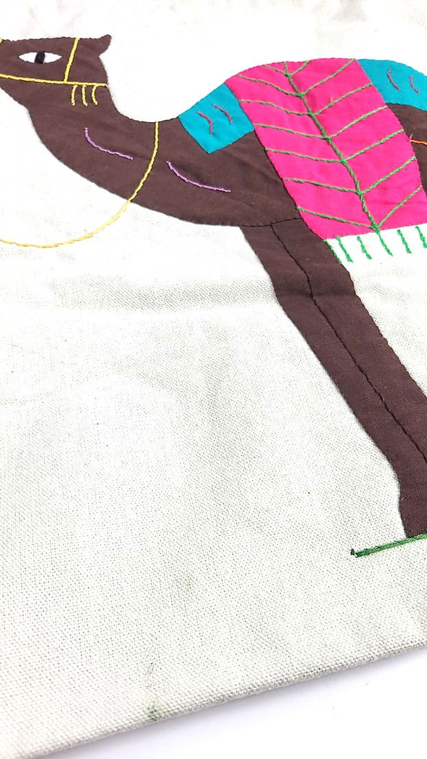 Patch Work Hand Made In Egypt 100% Cotton Tote Bag #2 with Embroidered Camel Design ðŸ - 4