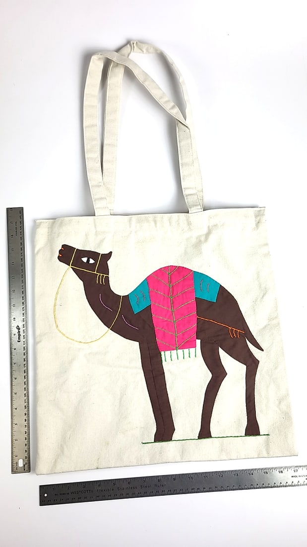 Patch Work Hand Made In Egypt 100% Cotton Tote Bag #2 with Embroidered Camel Design ðŸ - 7