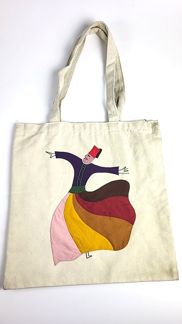 Patch Work Hand Made In Egypt 100% Cotton Tote Bag with Embroidered Whirling Dervish Design: This is a general auction of estate goods. All items as as pictured. Local pick up will be on 3/14 at our warehouse in Sodo (3429 Airport Way S) from 10am-1pm. Items not picked up will be subjec