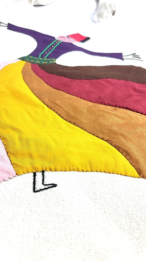 Patch Work Hand Made In Egypt 100% Cotton Tote Bag with Embroidered Whirling Dervish Design - 3