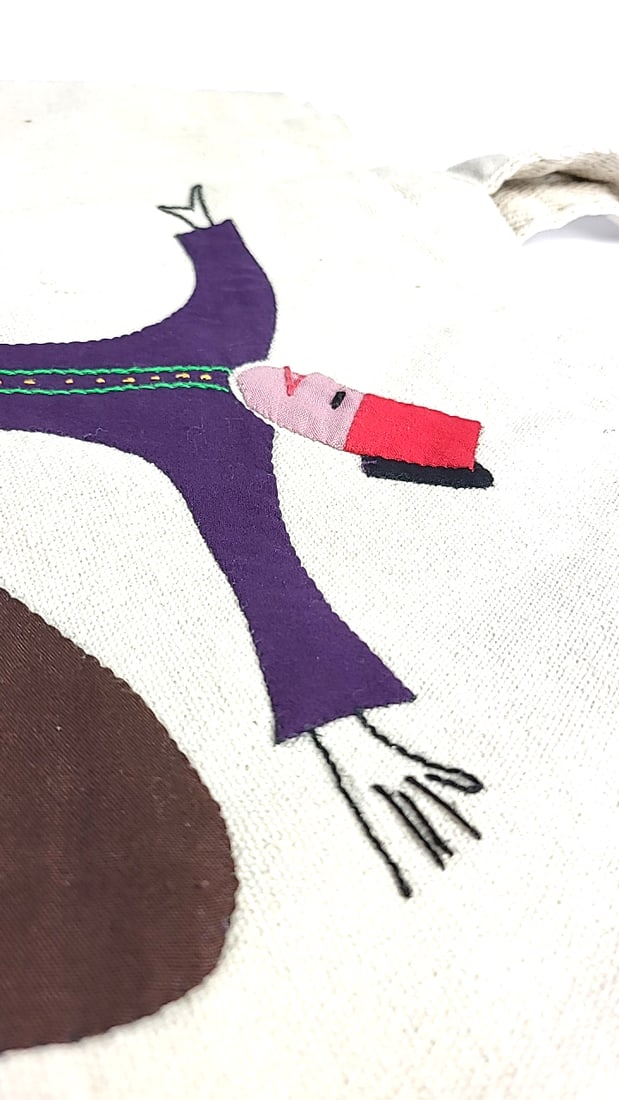 Patch Work Hand Made In Egypt 100% Cotton Tote Bag with Embroidered Whirling Dervish Design - 4