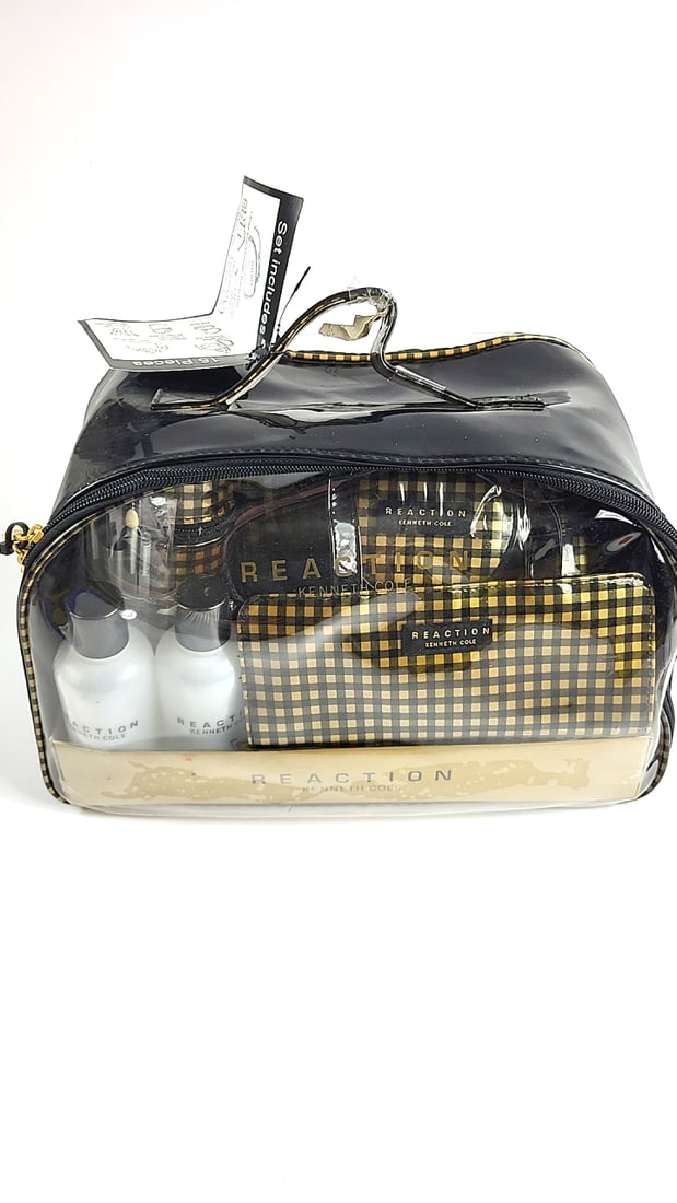 Vintage Kenneth Cole Reaction 15 Piece Travel Set Plaid Pattern - 6