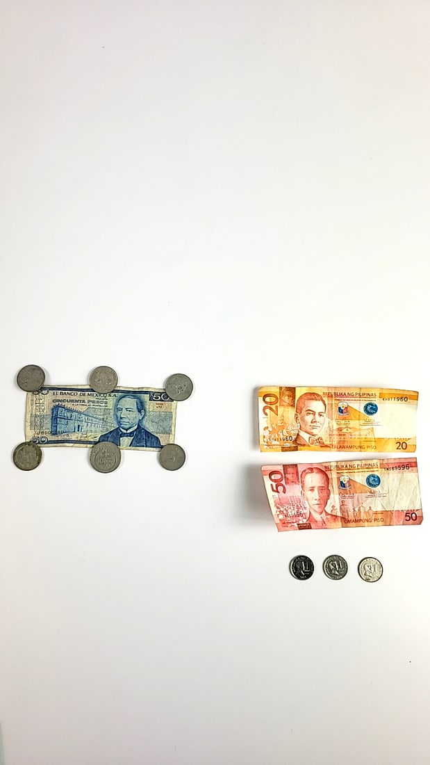 Vintage Mexican & Philippine Currency Set - Banco de Mexico 50 Peso Note, Variety Coins, Collecti... (1 of 5)