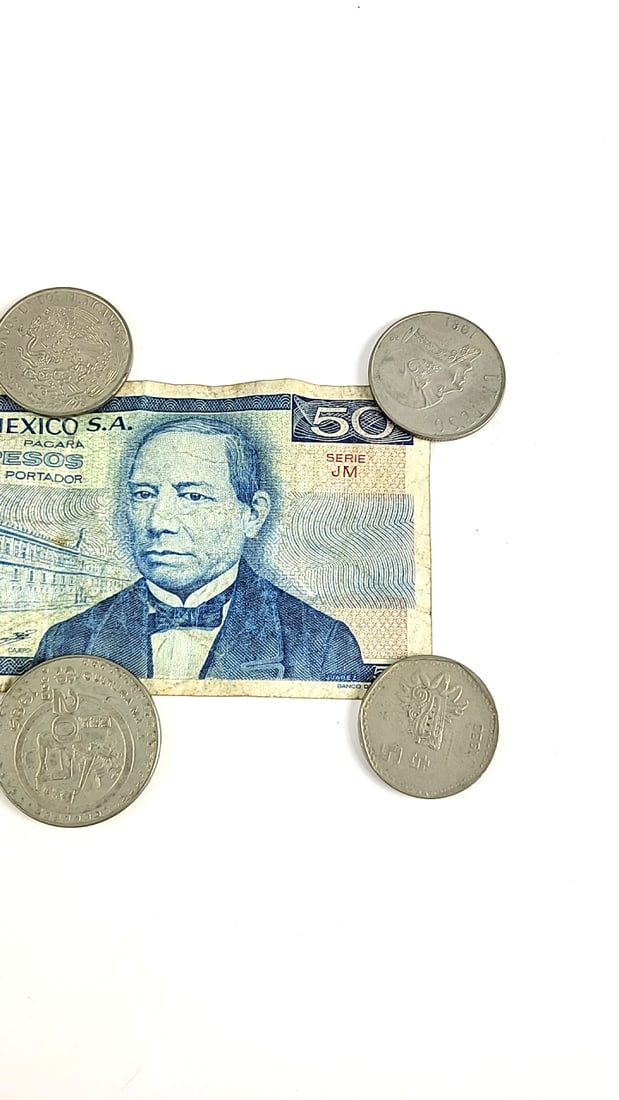 Vintage Mexican & Philippine Currency Set - Banco de Mexico 50 Peso Note, Variety Coins, Collecti... - 3