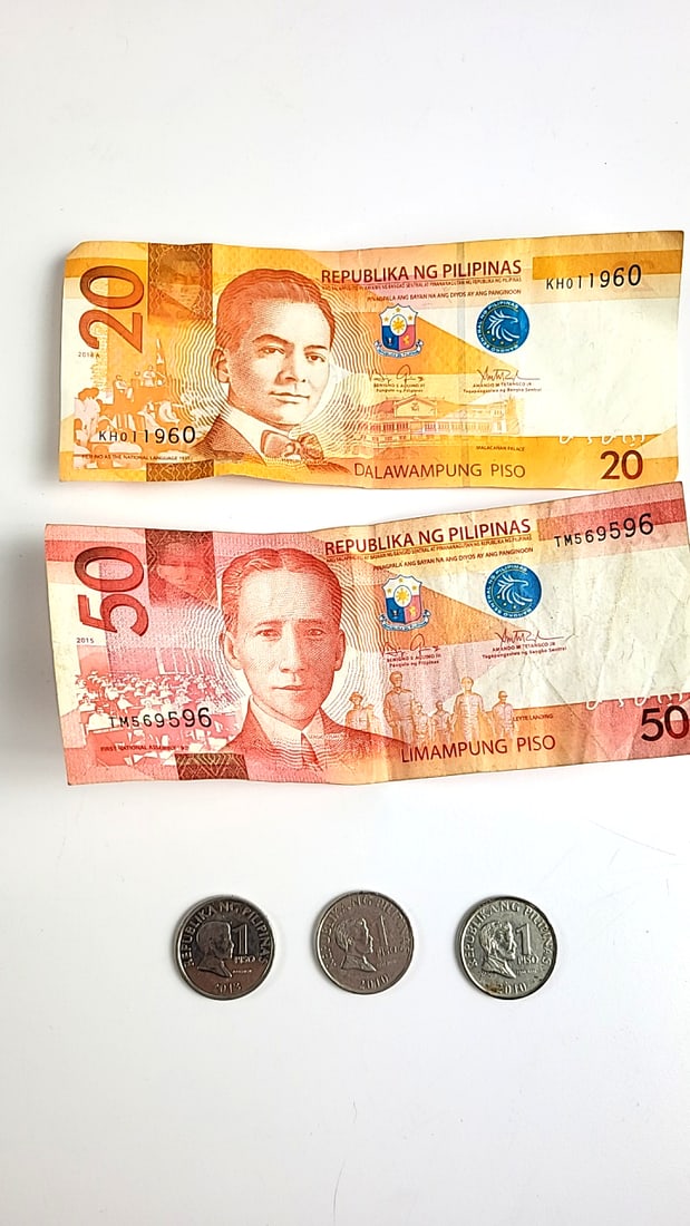 Vintage Mexican & Philippine Currency Set - Banco de Mexico 50 Peso Note, Variety Coins, Collecti... - 4