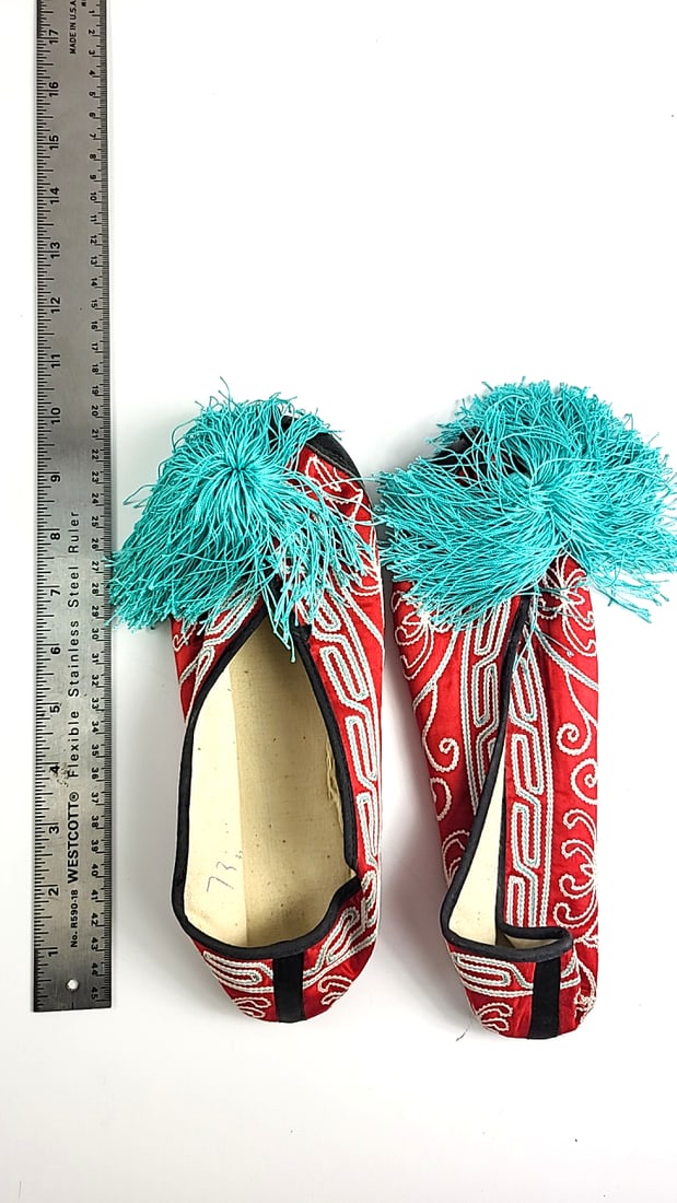 Vintage Embroidered Chinese Opera House Slip-On Shoes Red Multicolor Design - 5